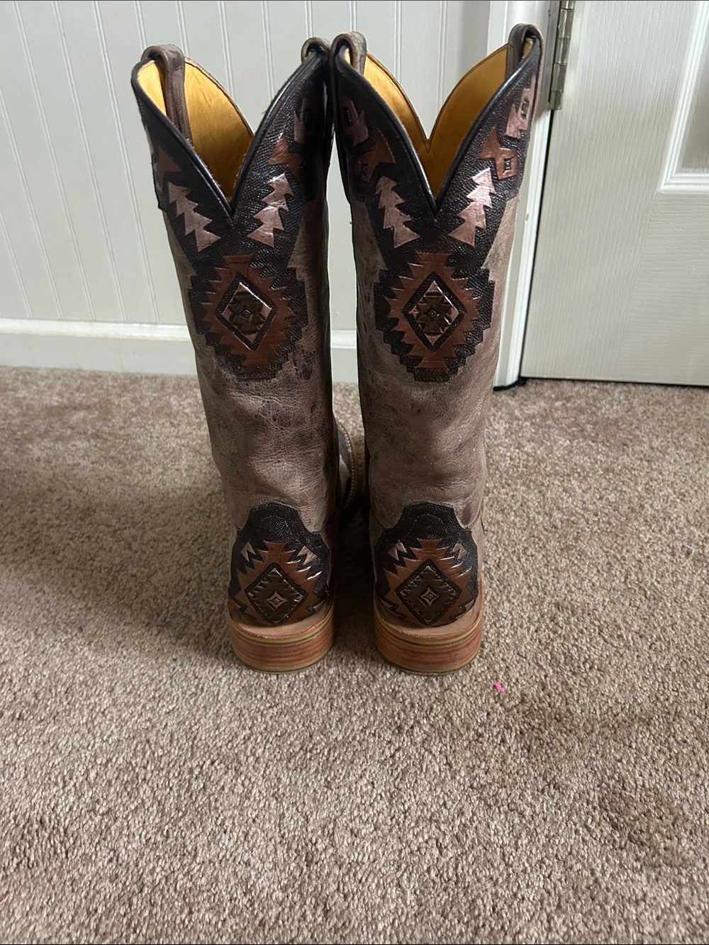 Tin Haul Brown Western Aztec Embroidered Heeled Boots - Picture 4 of 6